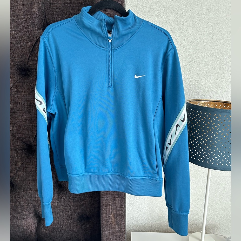 Nike Woman's Zip-Up Sweater in Blue with White Accents